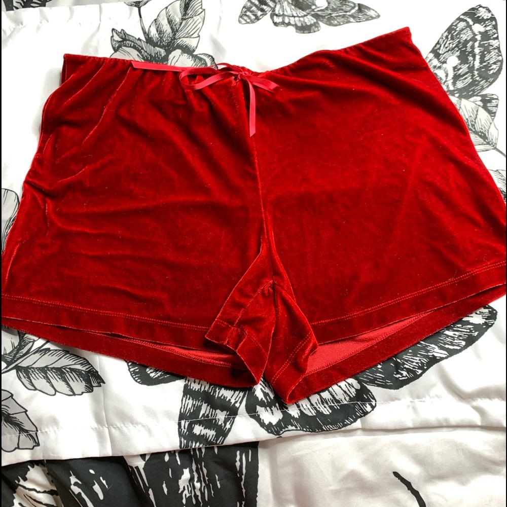 Red velvet shorts